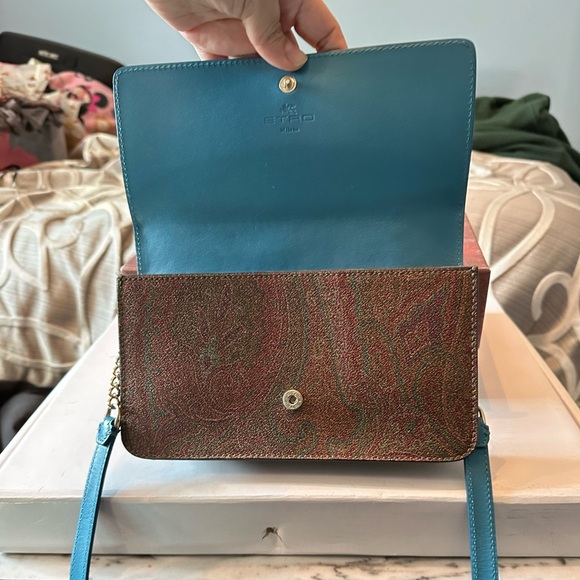 Etro Milano paisley and turquoise snakeskin crossbody purse - Picture 5 of 10